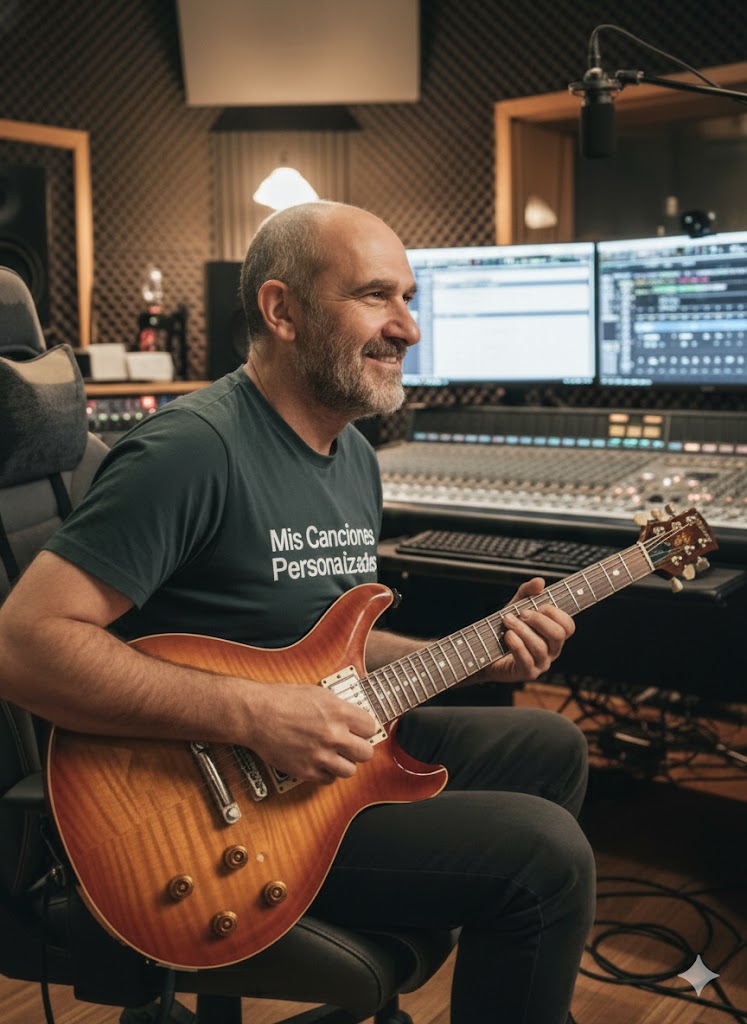 El Creador de esta web trabajando en el estudio de grabación para crear tu canción personalizada